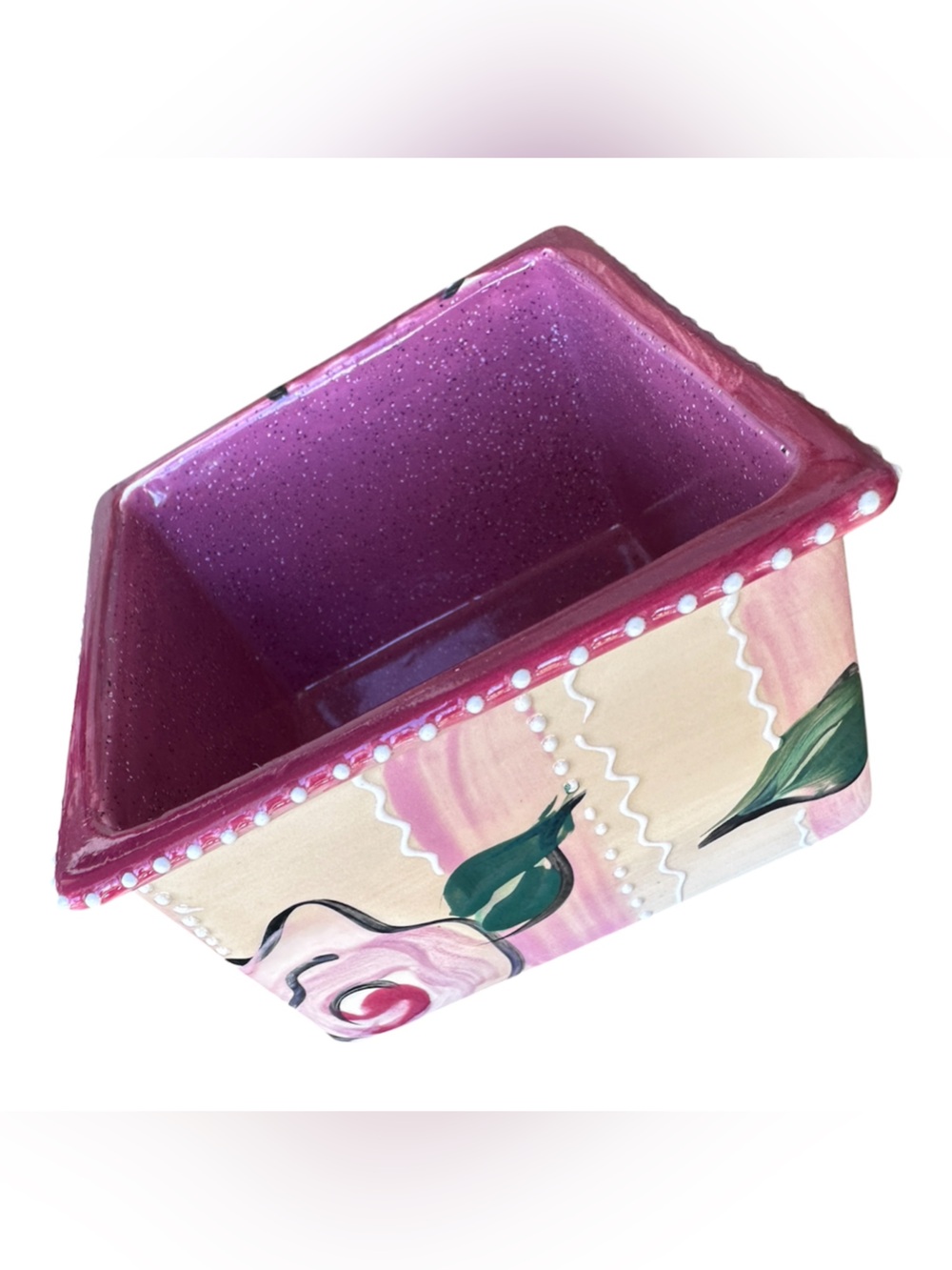 Hand-Painted Floral Ceramic Trinket Box - Picture 4 of 4